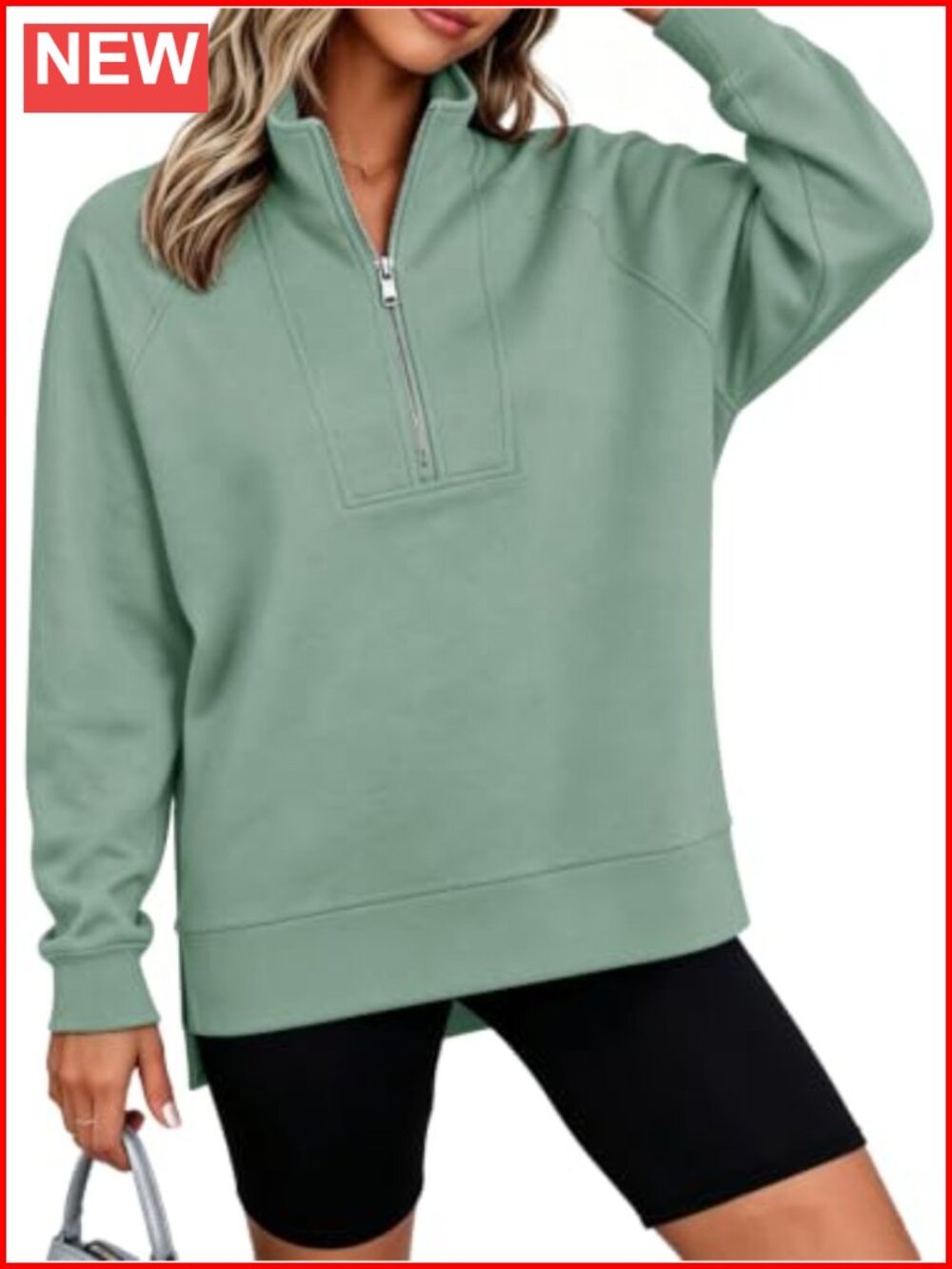Oversized Half Zip Sweatshirt Pullover Hoodie Loose Fit Workout Top
